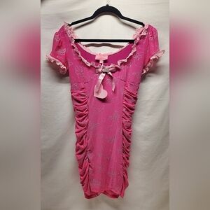 Y2k Nwt Dollskill Pink Bedazzled Dress Butterfly